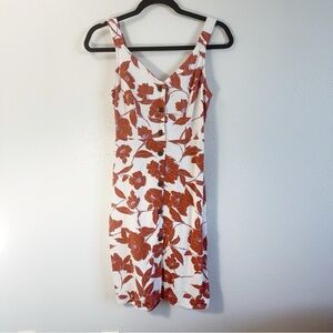 Monteau White and Orange Floral Dress‎